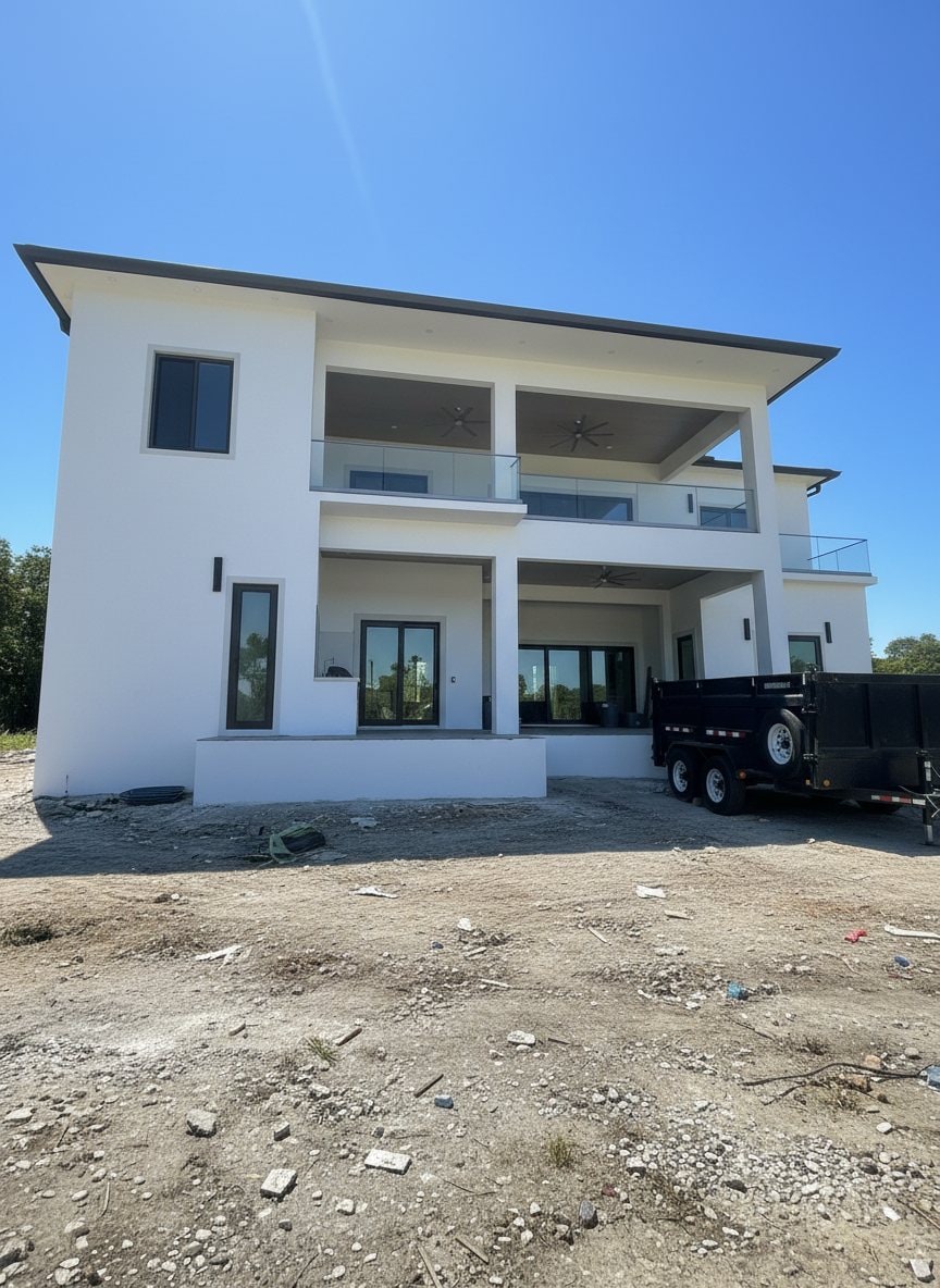 Yard before design — bare construction state