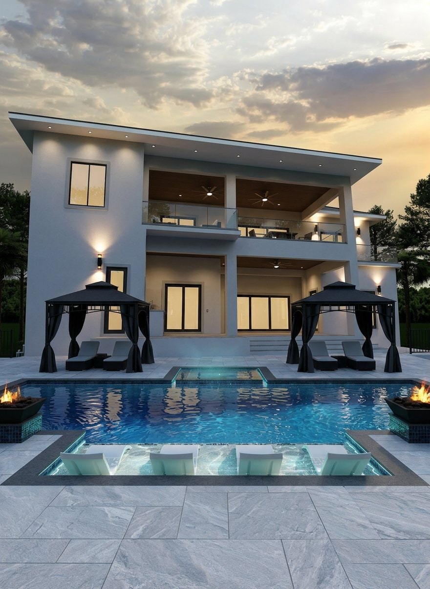 Yard after design — resort-style pool with spa